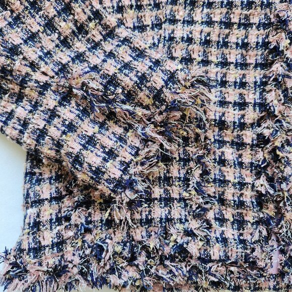 Houndstooth Tweed Pink Blazer Fringed Preppy Legally Blonde Cute Corpcore Classy - Picture 11 of 13